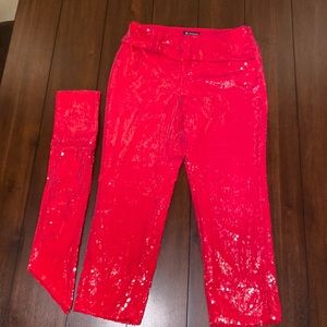 INC Red Hot Sequins Ankle Length Pants